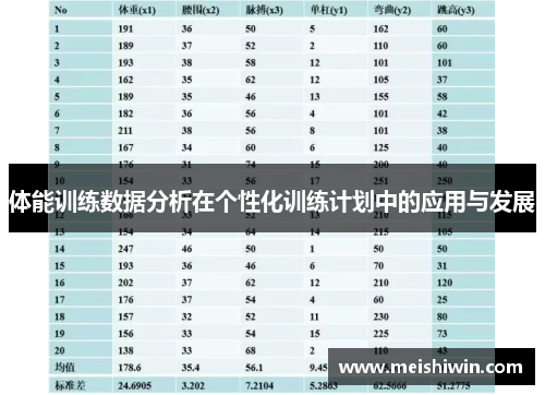 体能训练数据分析在个性化训练计划中的应用与发展